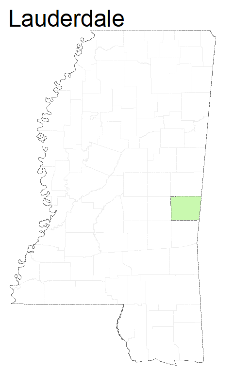 State map highlighting Lauderdale County