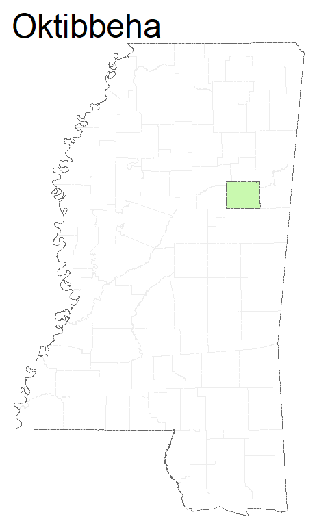 State map highlighting Oktibbeha County