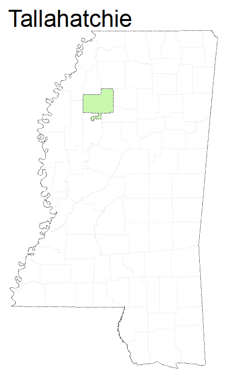 State map highlighting tallahatchie County