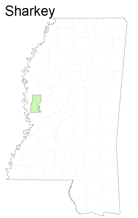 State map highlighting Sharkey County